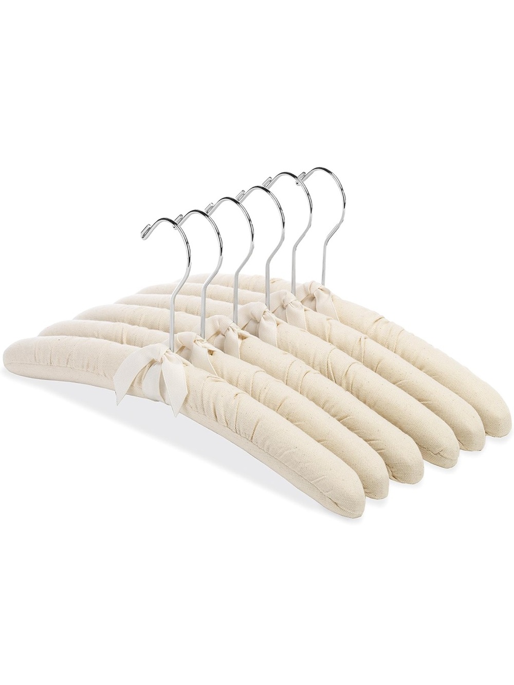 Padded Canvas Wrapped Hangers with Matching Cream Ribbons